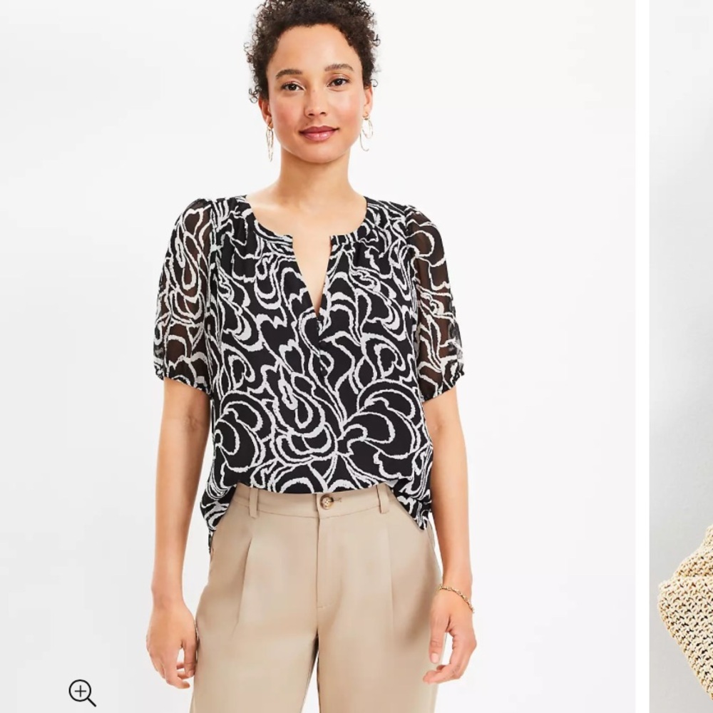 LOFT Bloom Puff Sleeve Blouse Size Medium